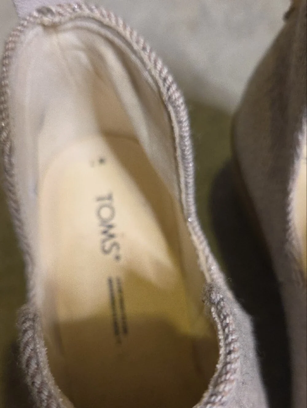 TOMS Taupe Fabric Wedge Booties